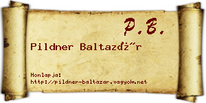 Pildner Baltazár névjegykártya